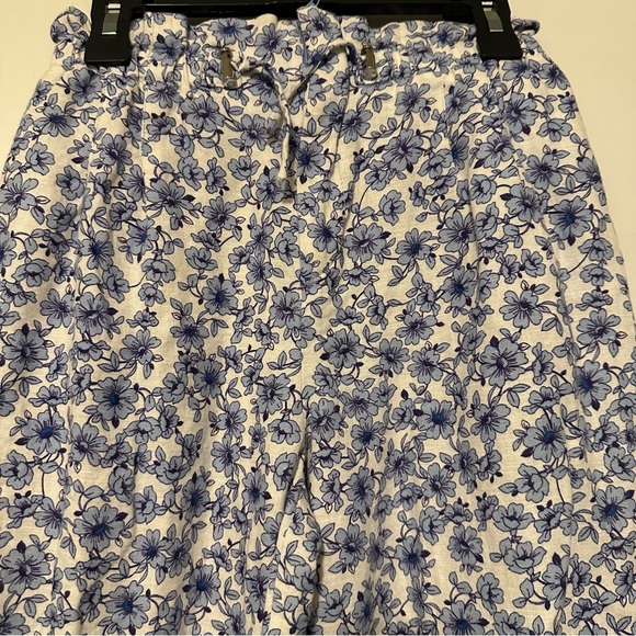 Zara girls blue floral wide leg pants paper bag waist size 13-14 - Picture 2 of 8
